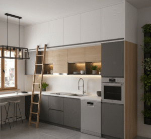 Compact Modular Kitchen with Loft Storage