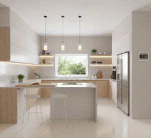 Modular Kitchen Design with Light Colors