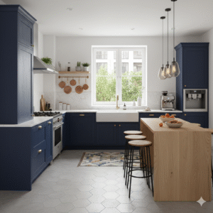 Kitchen Design in L Shape with Breakfast Counter