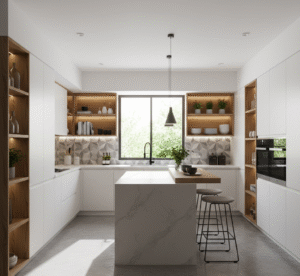 Modular Kitchen Design with Open Shelves