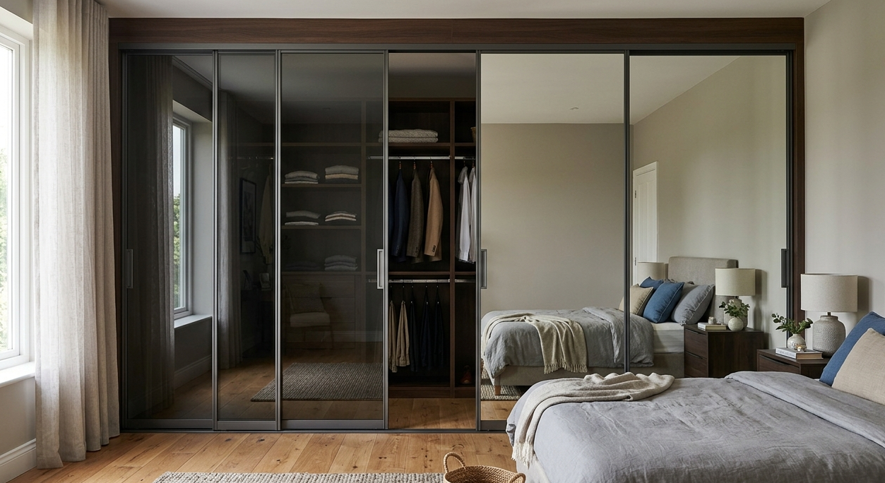 lass Panel Sliding Wardrobes