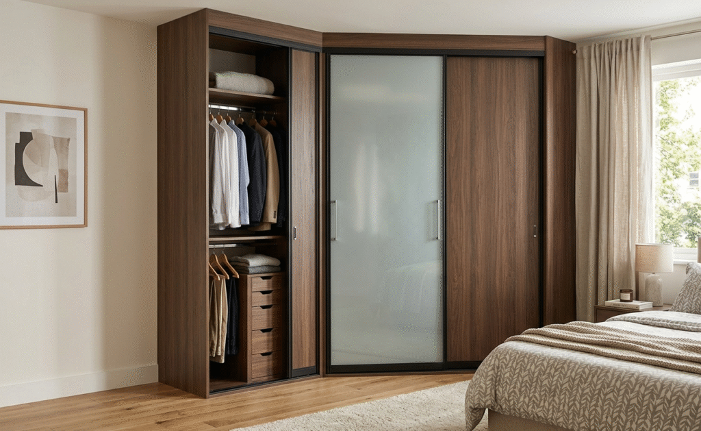 generate a sliding Space Saving Corner Wardrobe

