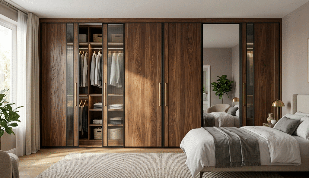 Wood Finish Sliding Wardrobe


