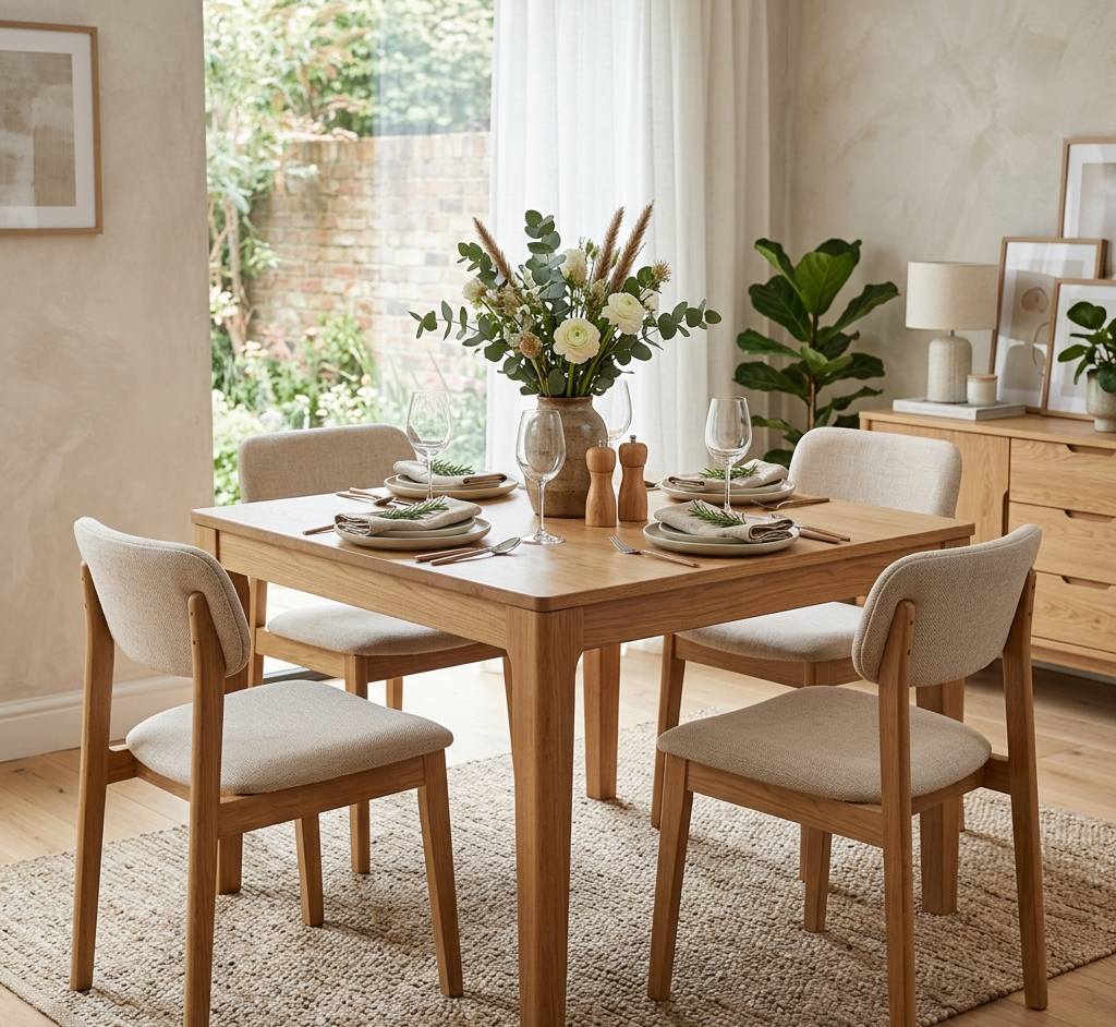 Modern Wooden Dining Table with Chair Set